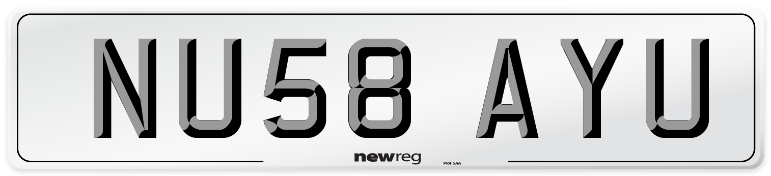 NU58 AYU Number Plate from New Reg